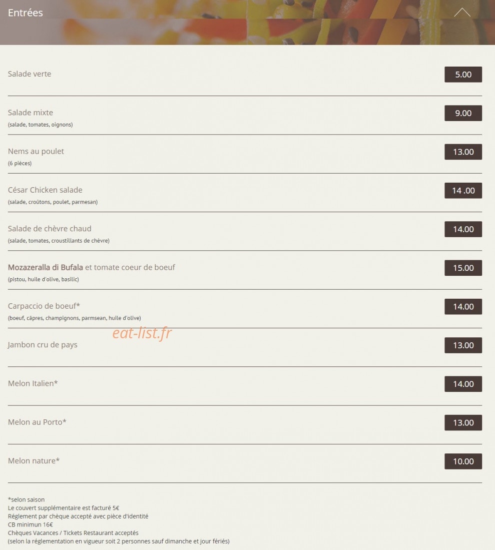 Le Patio — carte page 1