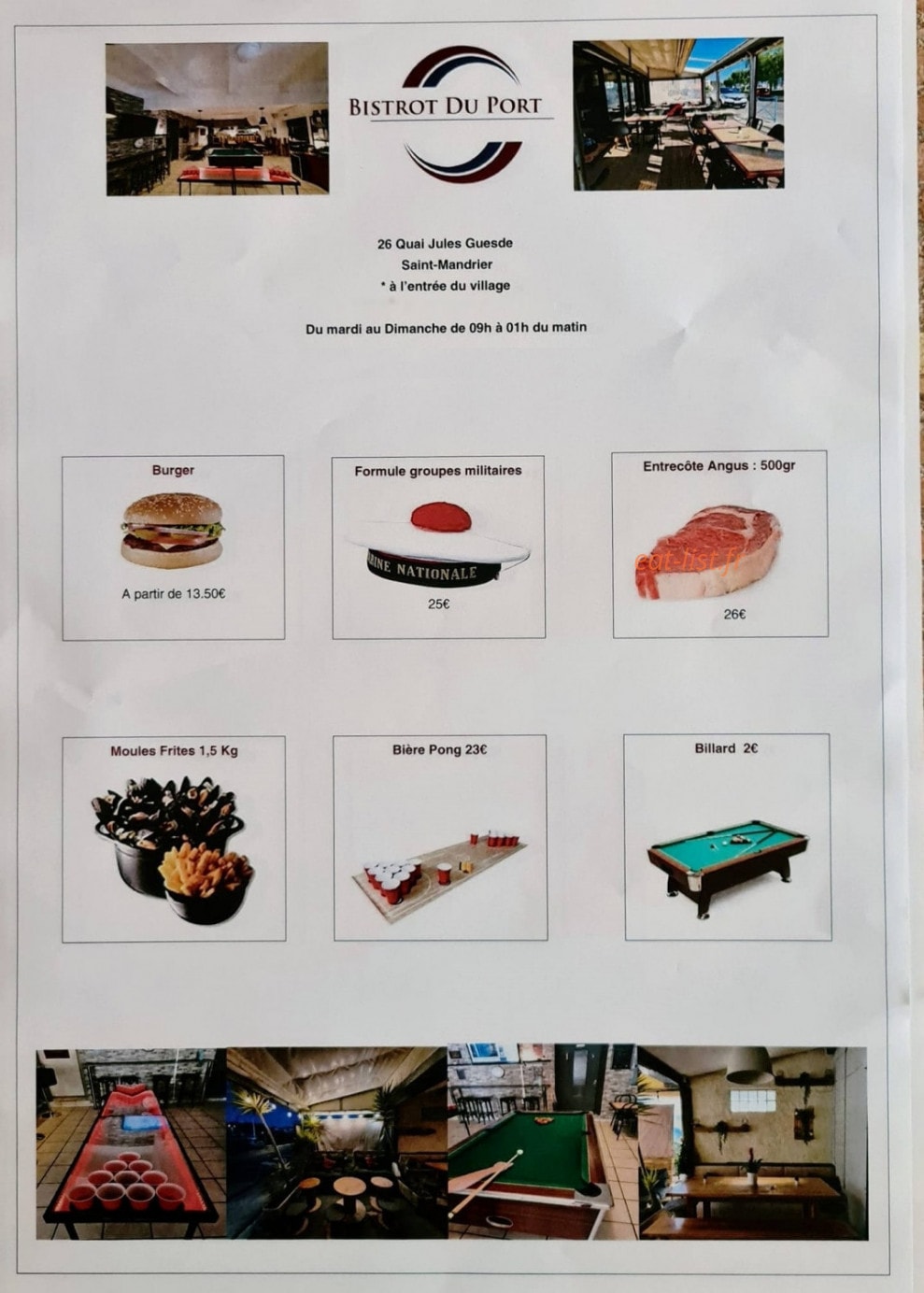 Bistrot Du Port — carte page 1