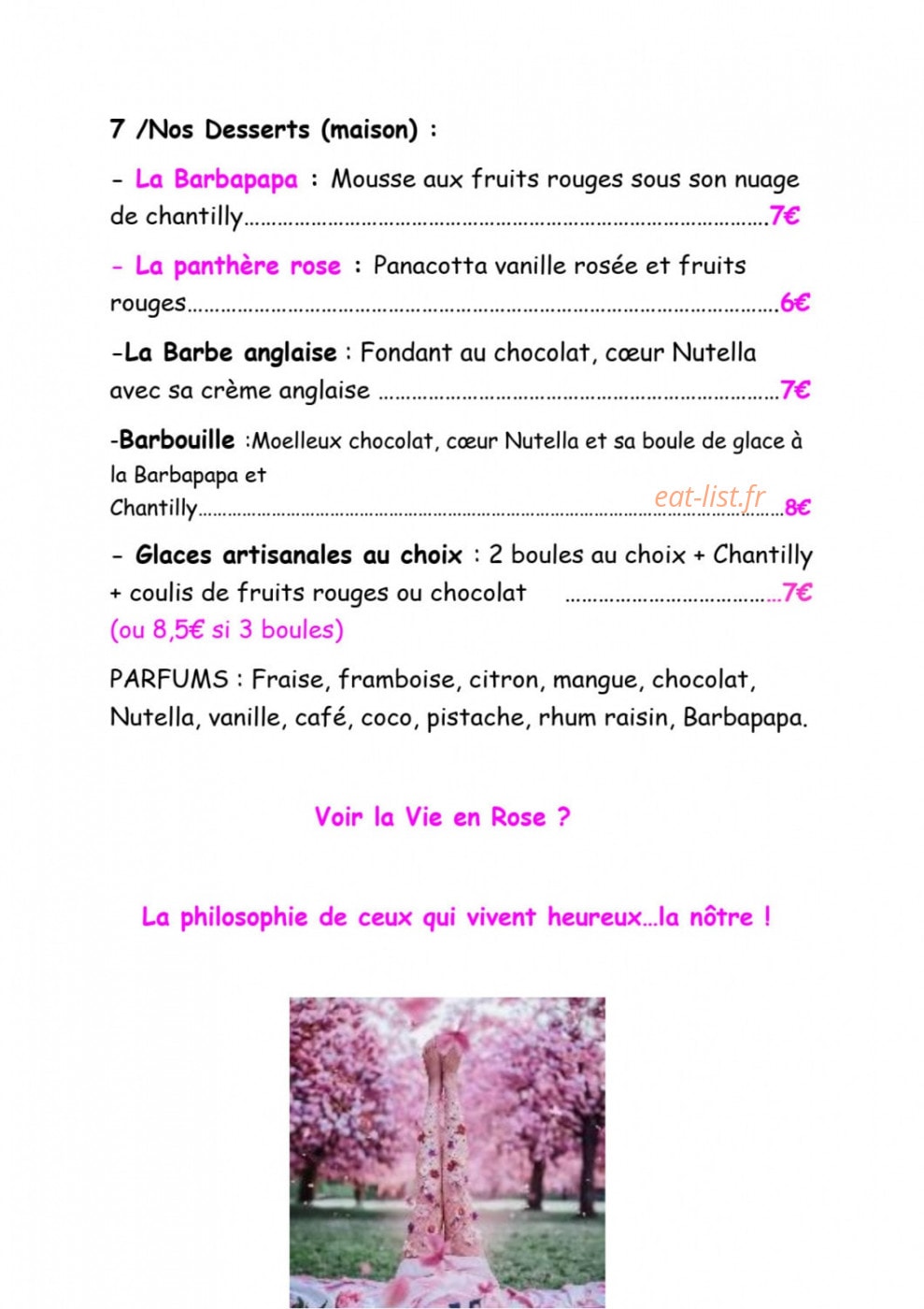 La Vie en Rose — carte page 3