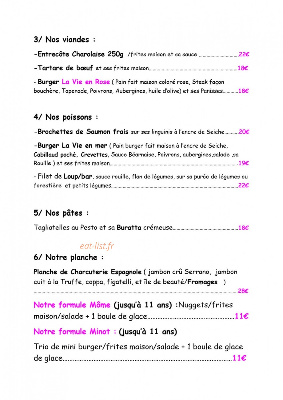 La Vie en Rose — carte page 2