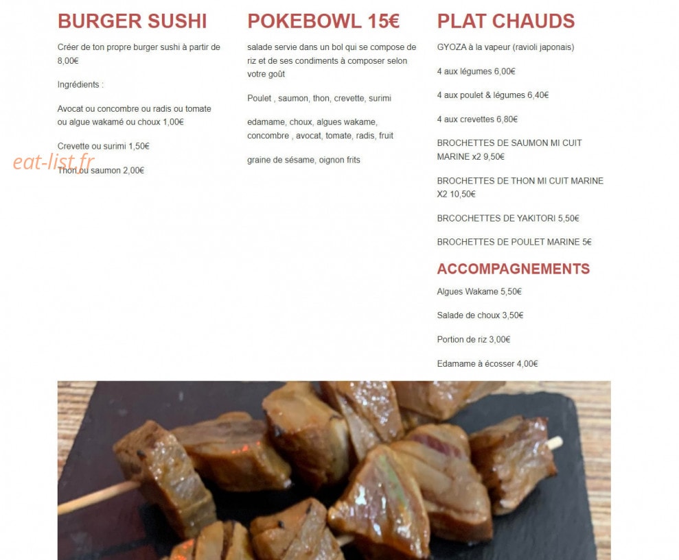 Sushi box — carte page 2