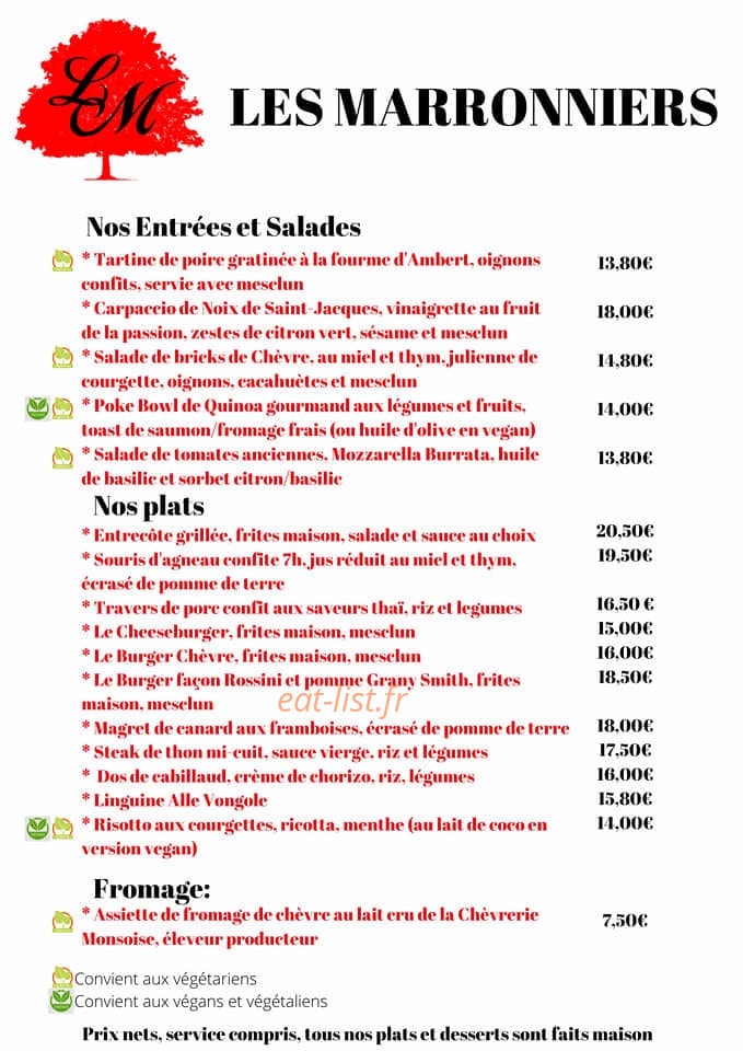 Les Marronniers — carte page 1