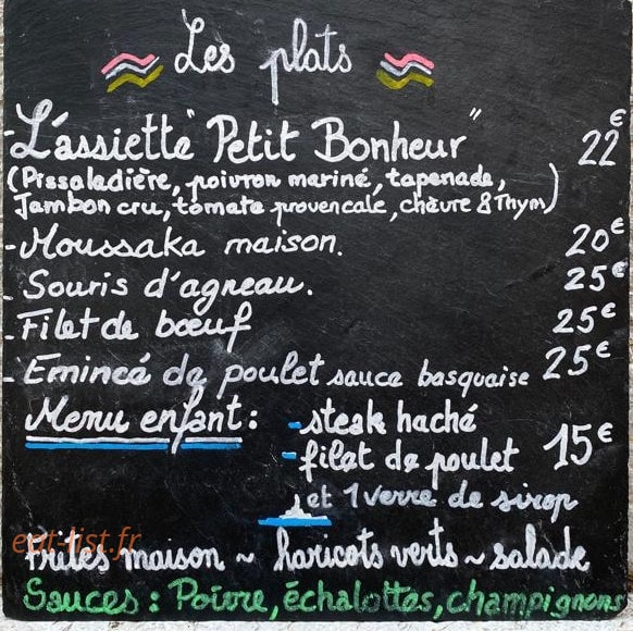 Le Petit Bonheur — carte page 1