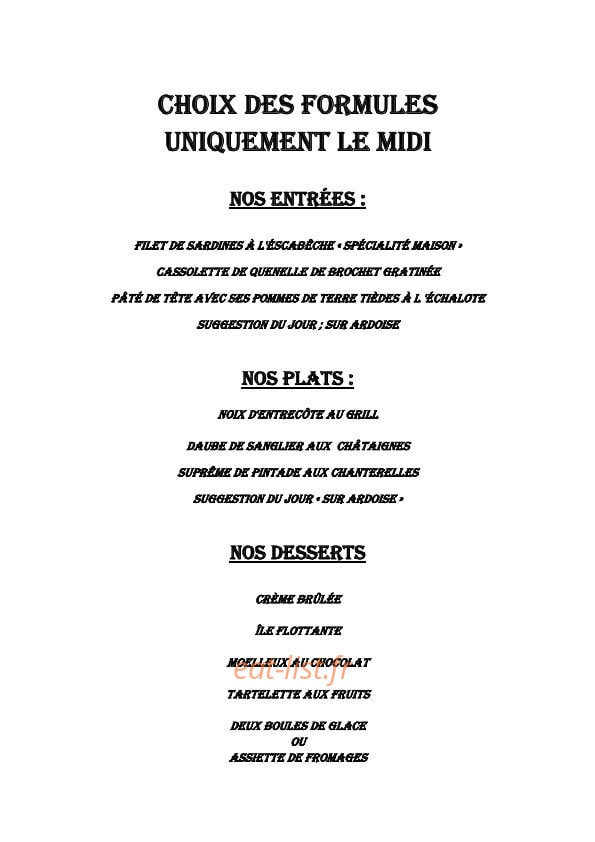 Au Bec Fin — carte page 1