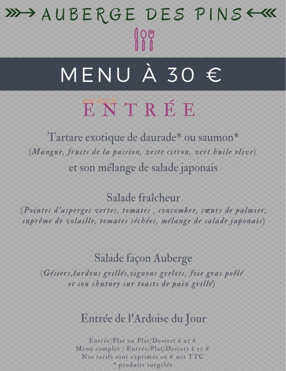 Auberge des Pins — carte page 4