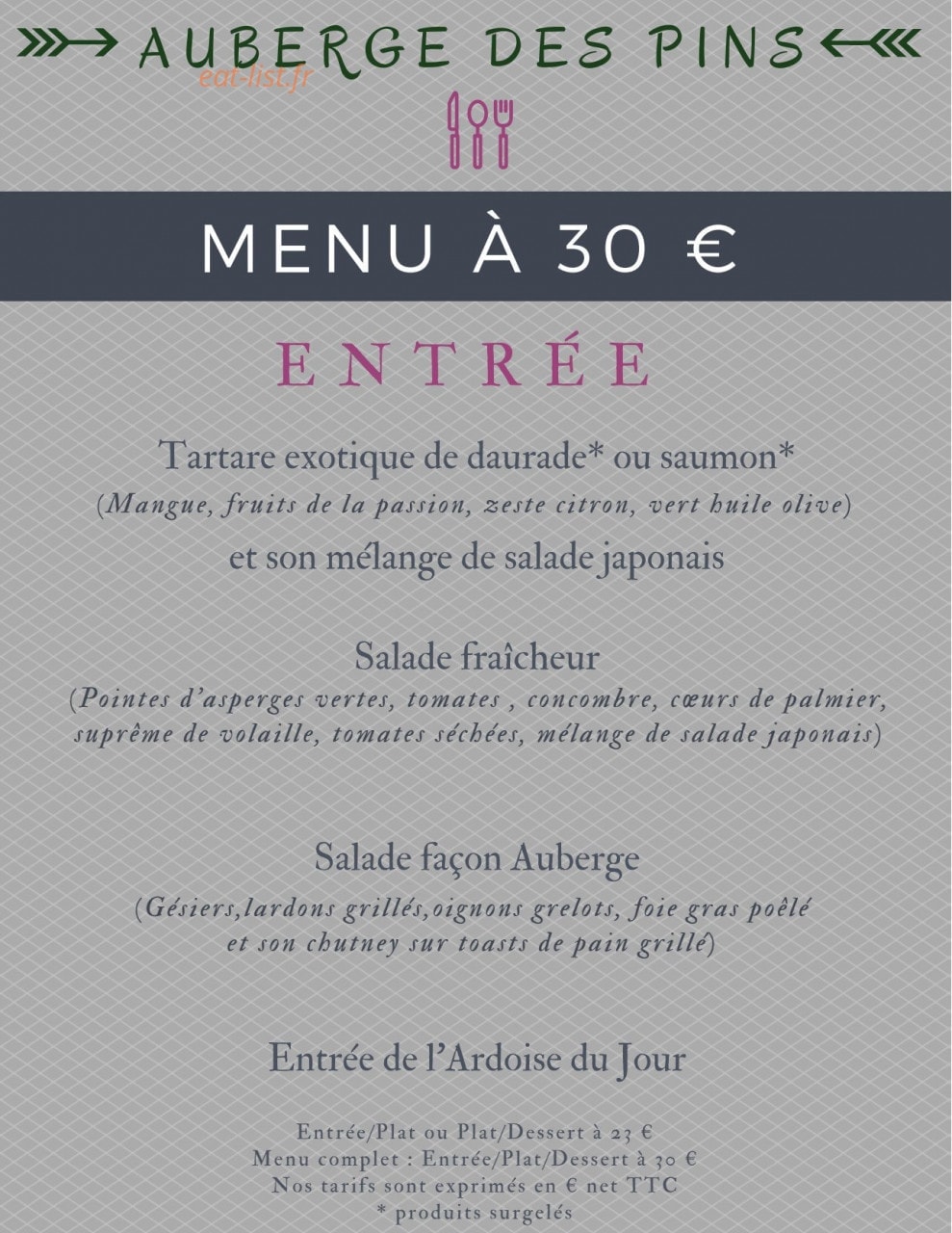 Auberge des Pins — carte page 3