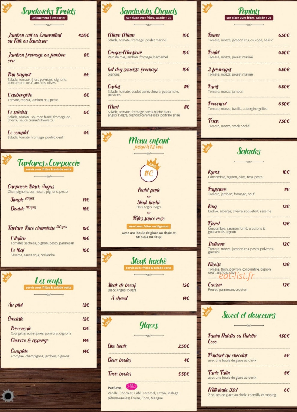 King cactus café — carte page 1