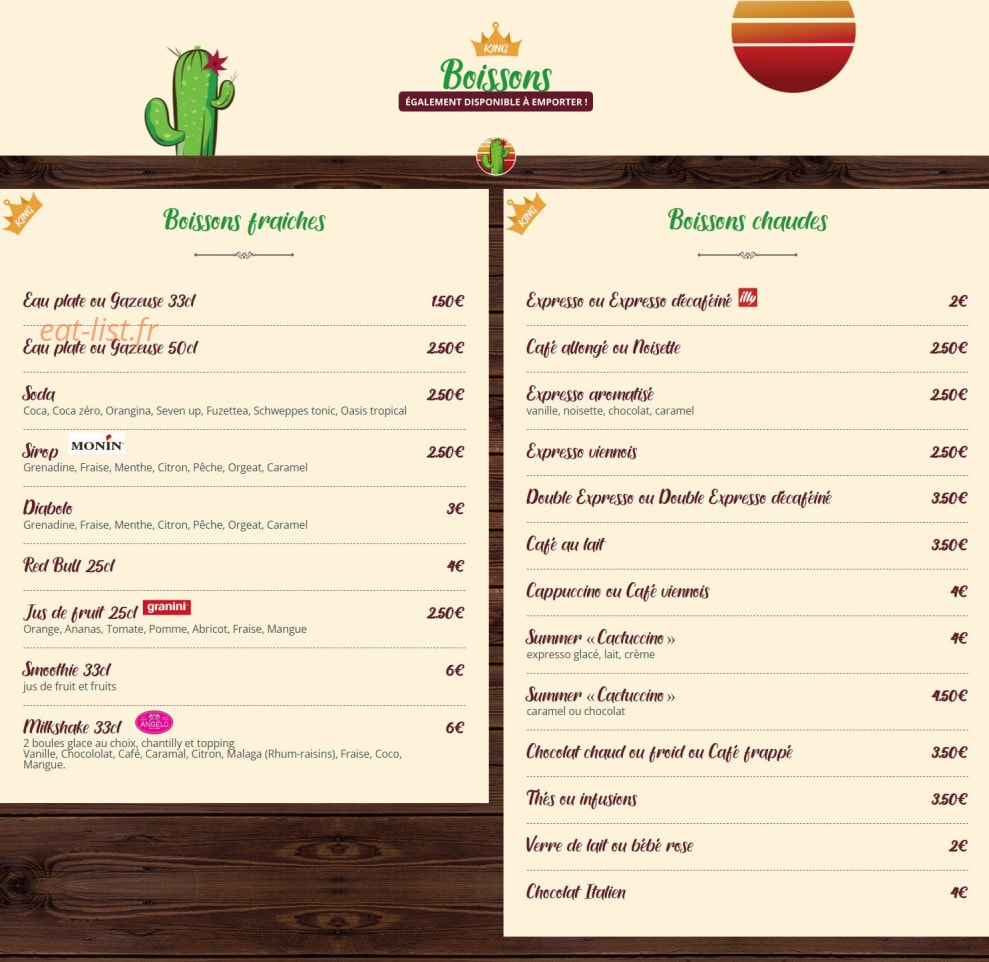 King cactus café — carte page 2