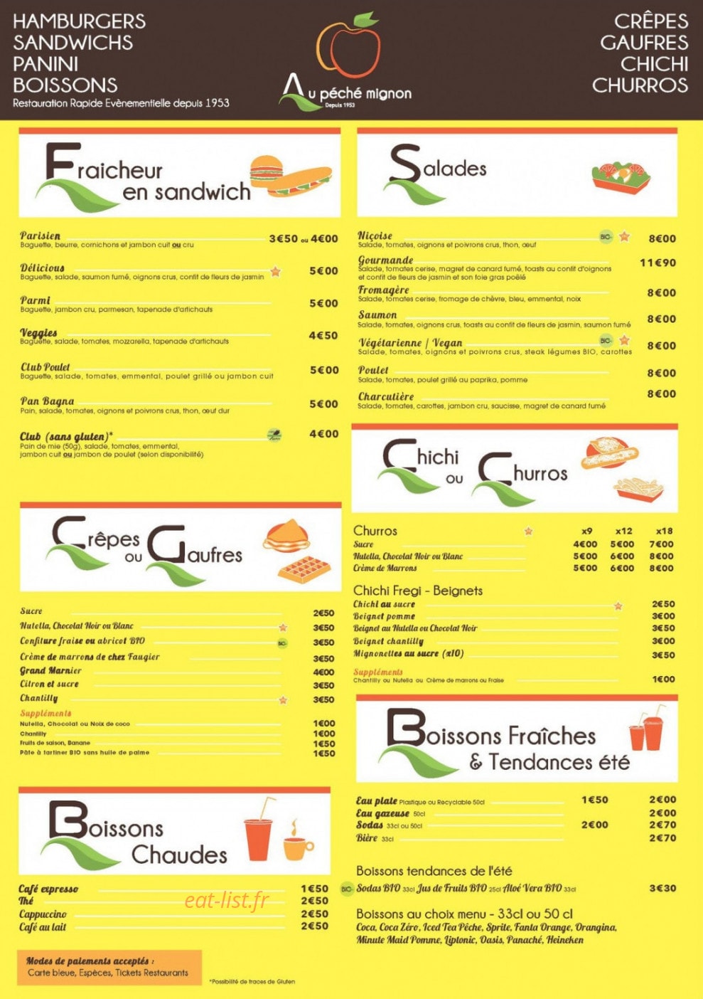 Au Peche Mignon — carte page 1
