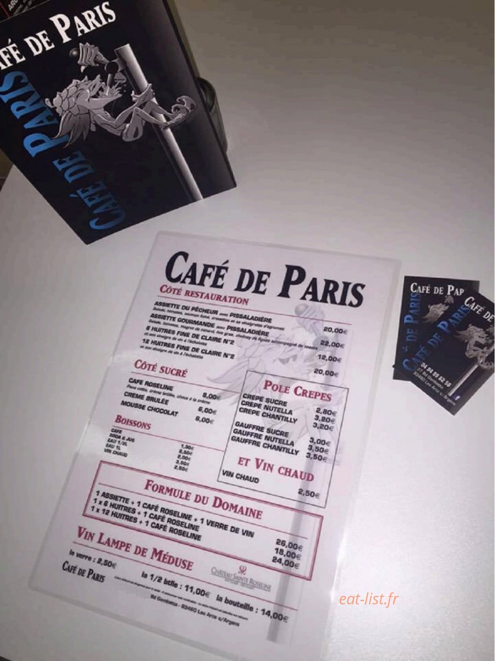 Café De Paris — carte page 1