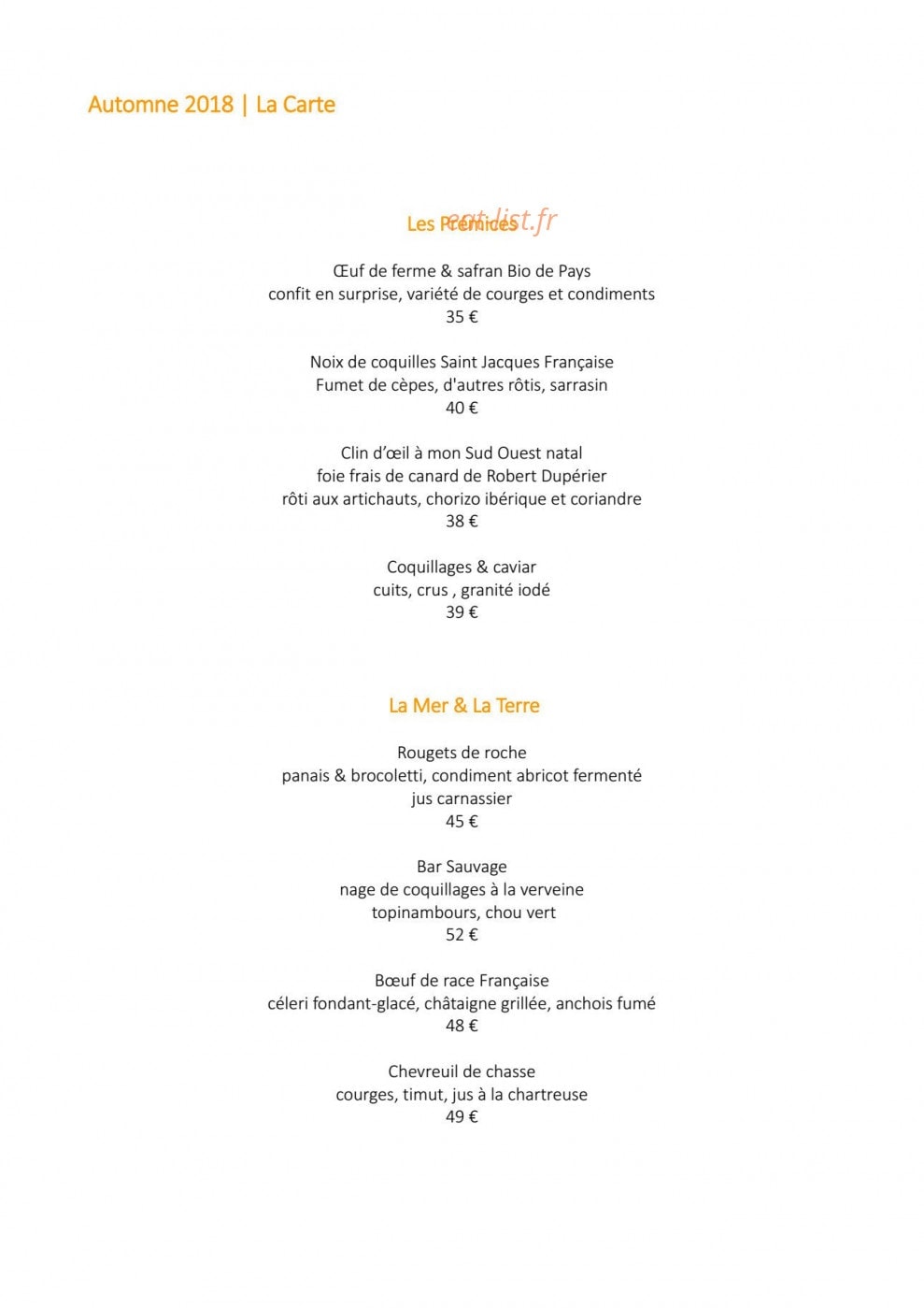 Le Relais des Moines — carte page 1