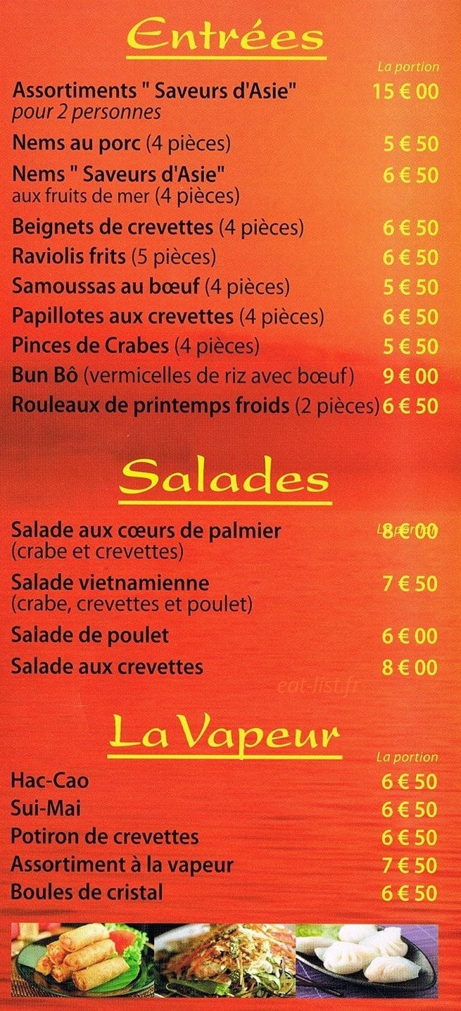 Saveurs d'Asie — carte page 4