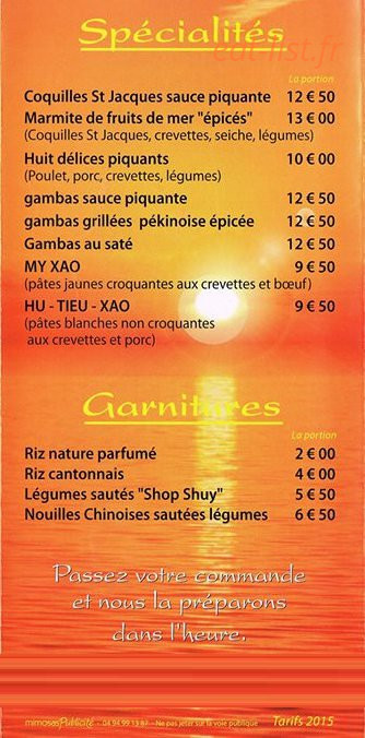 Saveurs d'Asie — carte page 3