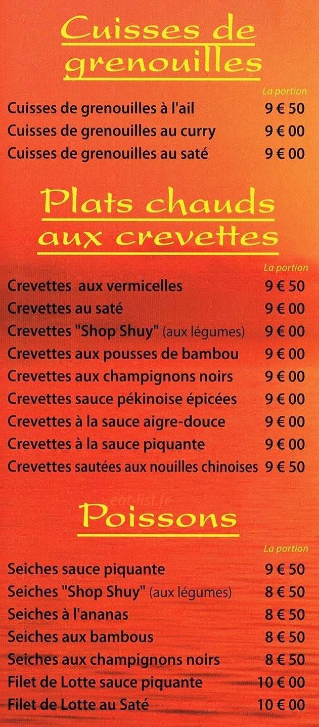Saveurs d'Asie — carte page 2
