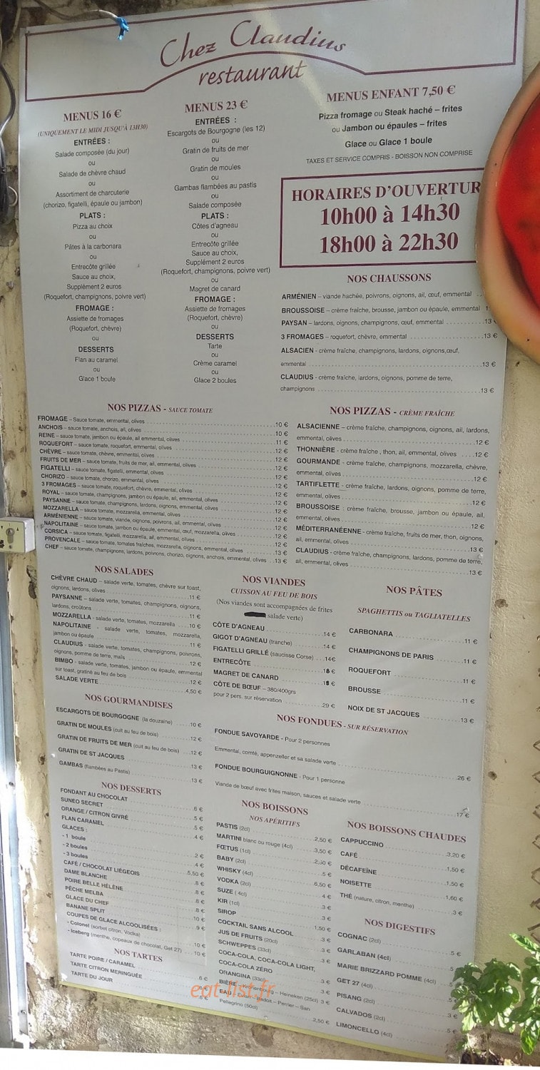 Chez Claudius — carte page 1