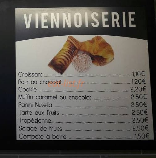 Carte et menu de L étoile de la sainte baume à Saint Maximin la Sainte Baume — Viennoiserie