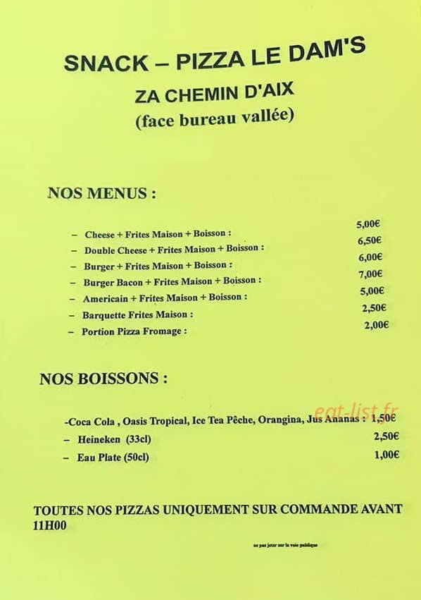 Le Dam's — carte page 1