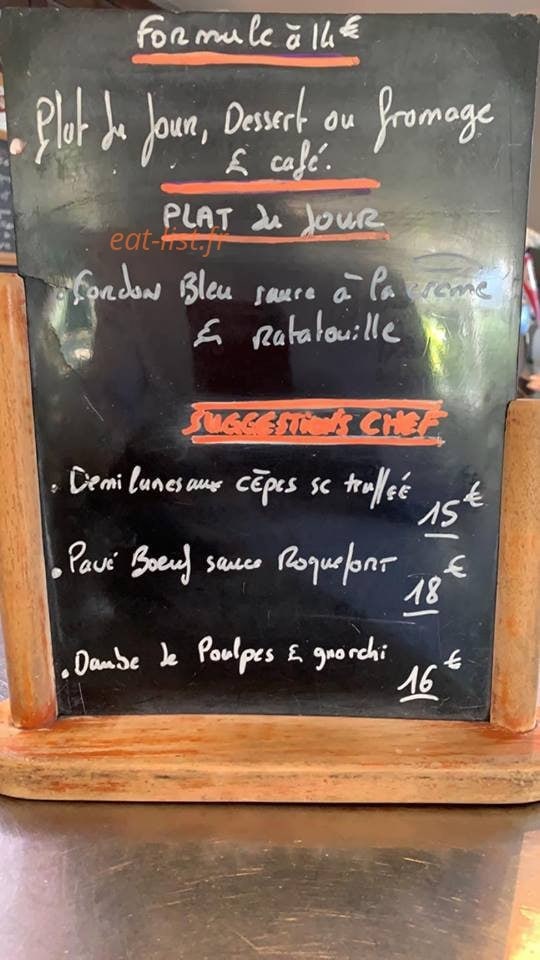 Carte et menu de Le Fontaine à Saint Maximin la Sainte Baume — Exemple de menu