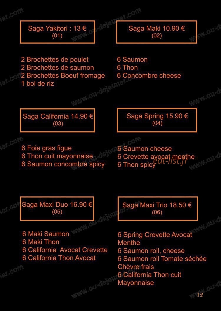 Carte et menu de Saga Sushi à Saint Maximin la Sainte Baume — Les mixtes boxes suite