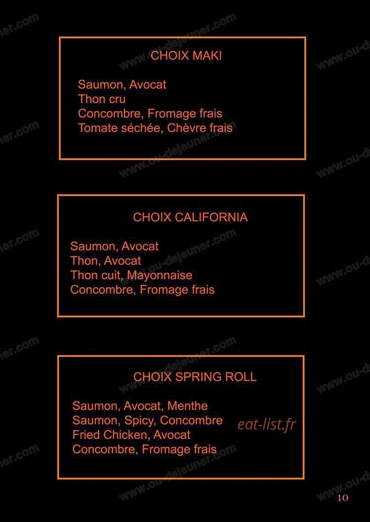 Carte et menu de Saga Sushi à Saint Maximin la Sainte Baume — Les sushis et tartares