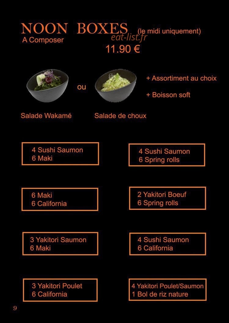 Carte et menu de Saga Sushi à Saint Maximin la Sainte Baume — Les noon boxes