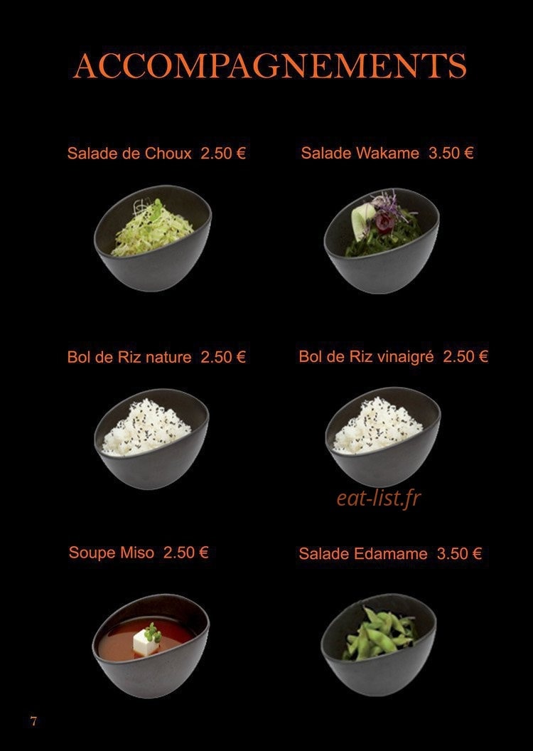 Carte et menu de Saga Sushi à Saint Maximin la Sainte Baume — Les accompagnements