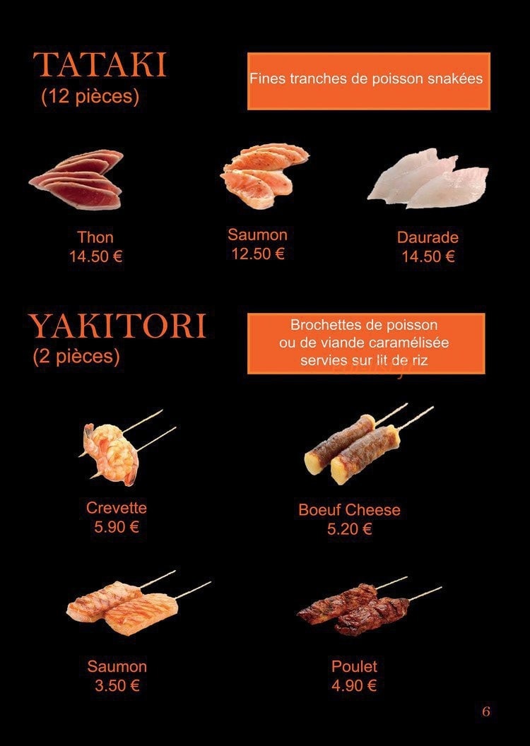 Carte et menu de Saga Sushi à Saint Maximin la Sainte Baume — Les chirashis et sashimis