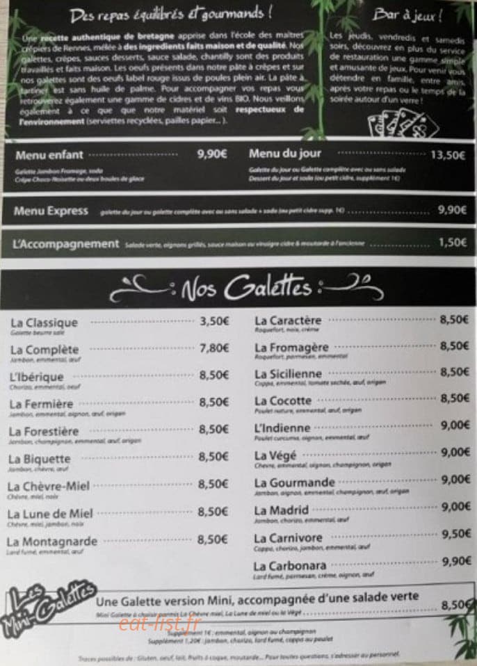 Crêperie L'Arcade — carte page 1
