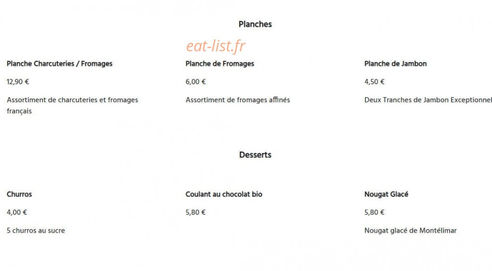 Le bistrô et burger français — carte page 3