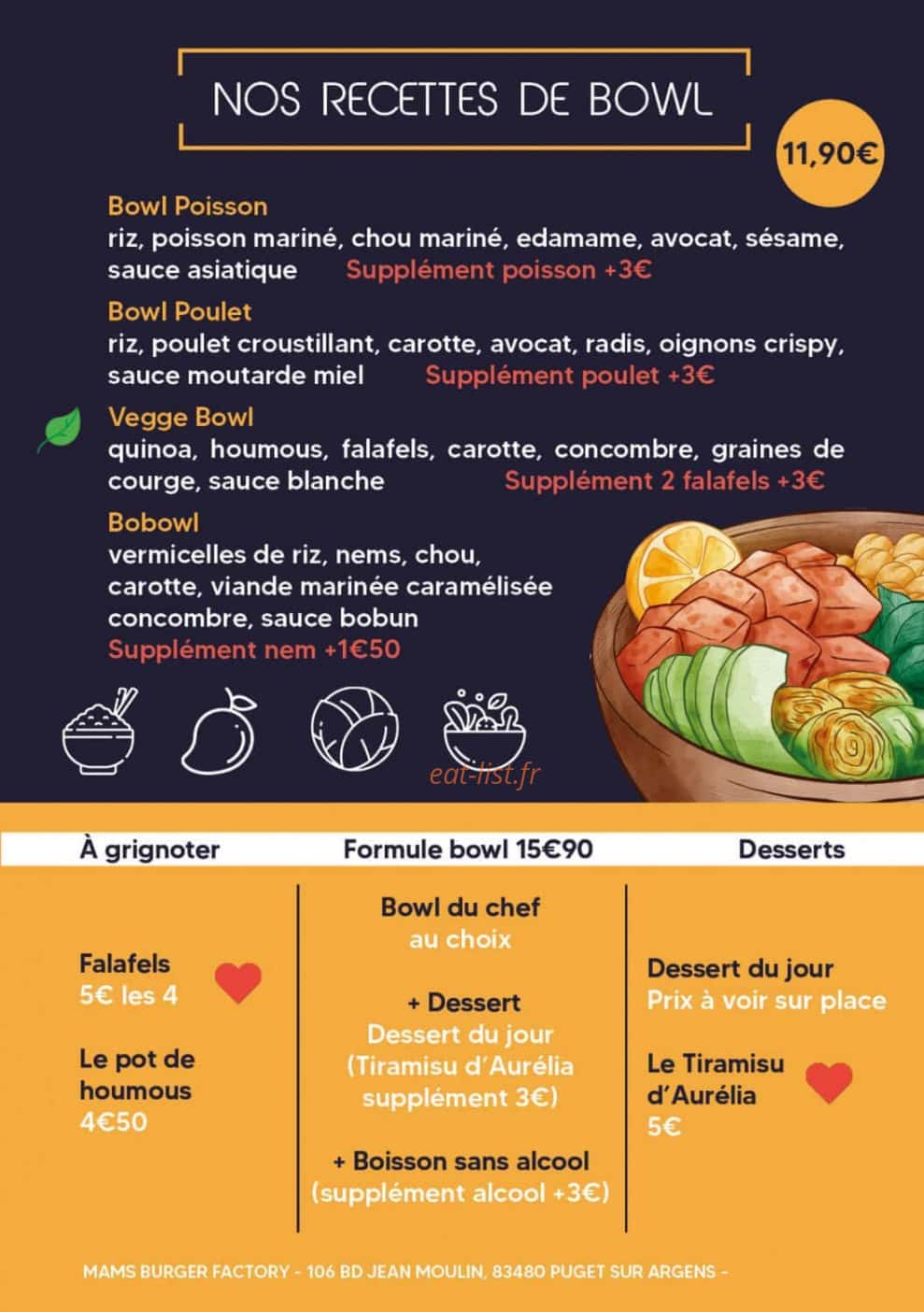 Mams burger factory — carte page 1