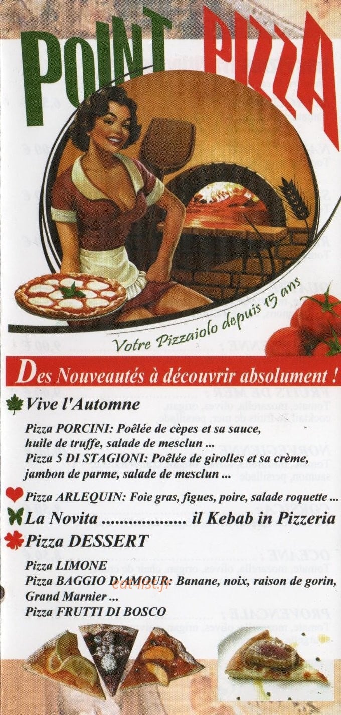 Point Pizza — carte page 1
