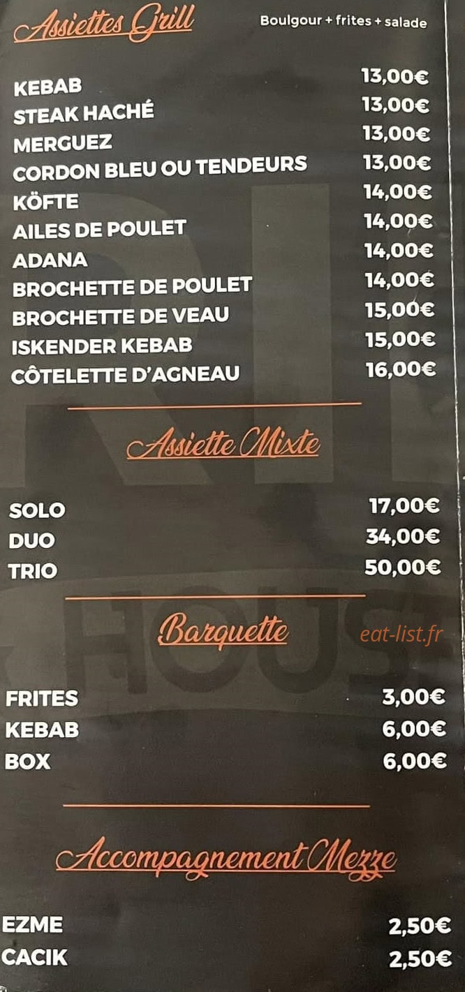 Grill house — carte page 1