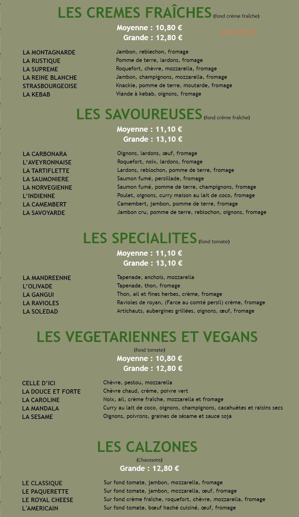 Allo Pizza — carte page 2