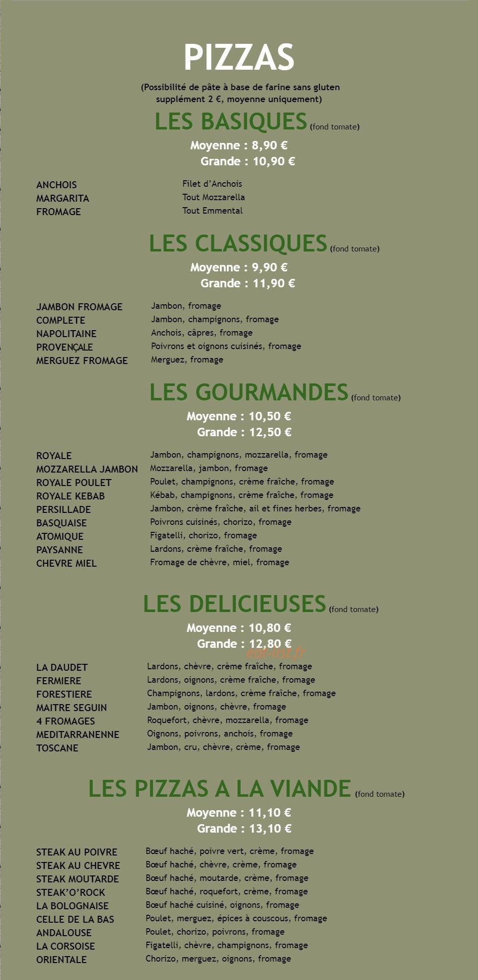 Allo Pizza — carte page 1