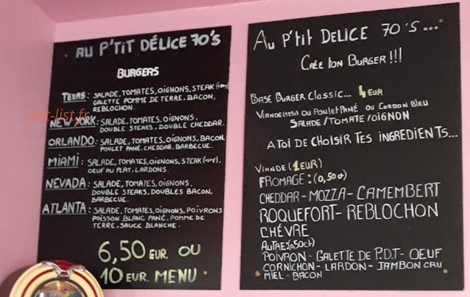 Au p'tit Délice 70's — carte page 1
