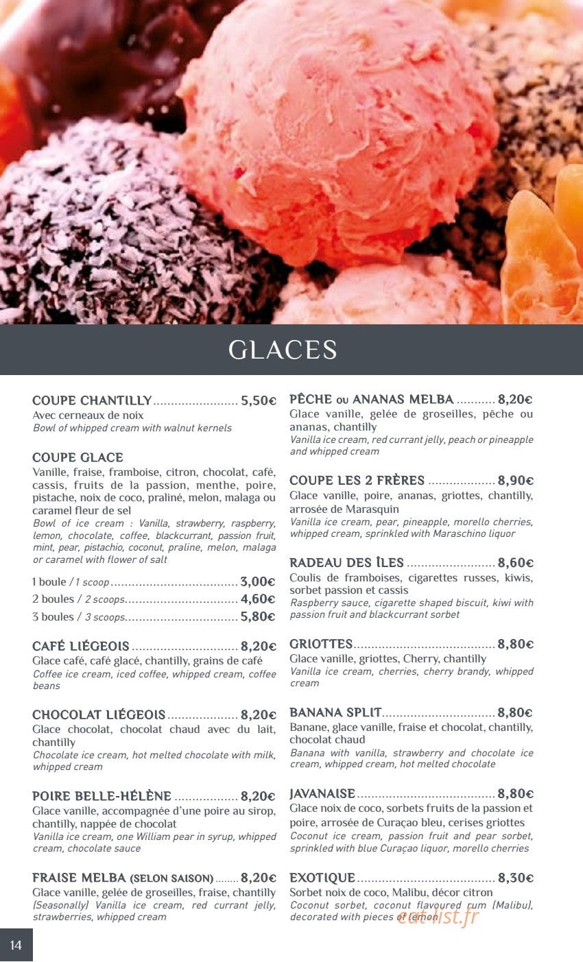 Crêperie Les Deux Frères — carte page 13