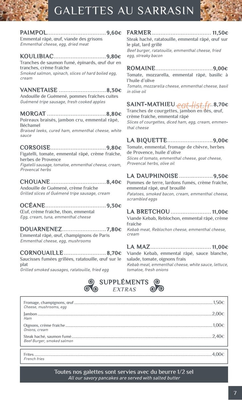Crêperie Les Deux Frères — carte page 6