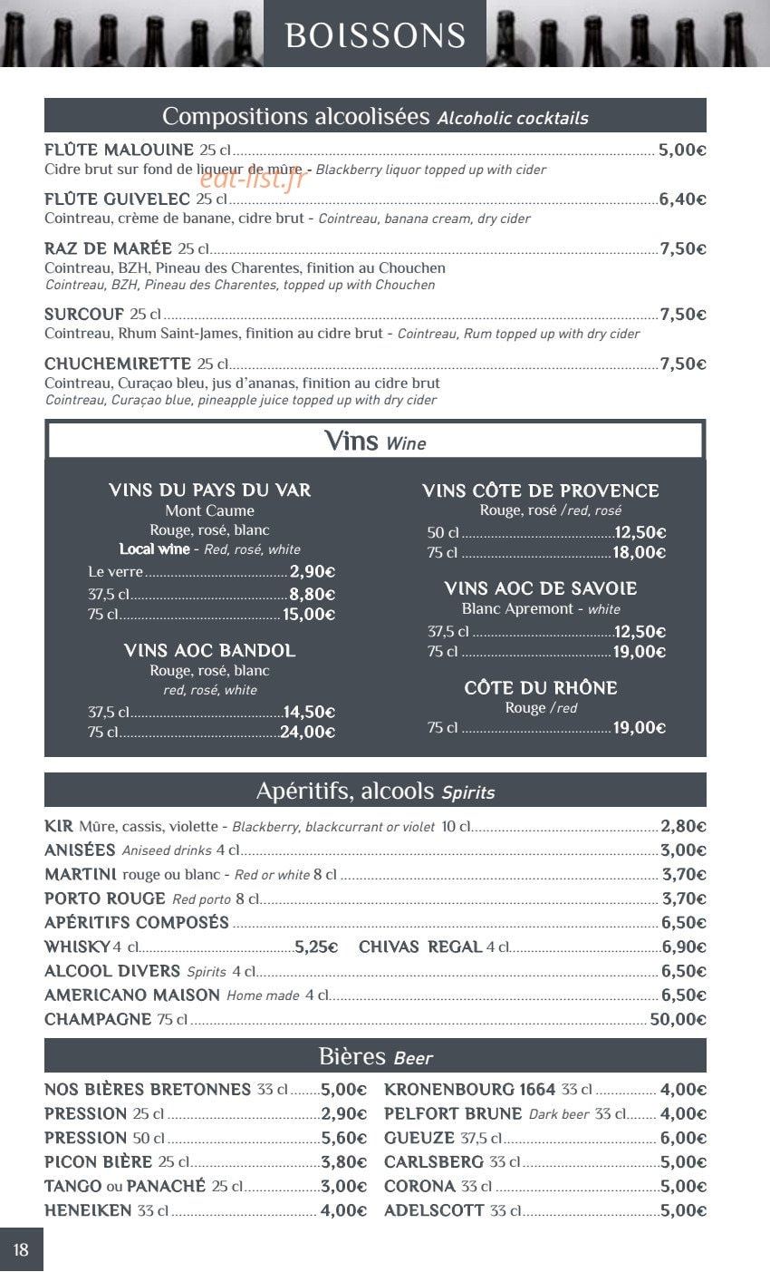 Crêperie Les Deux Frères — carte page 17
