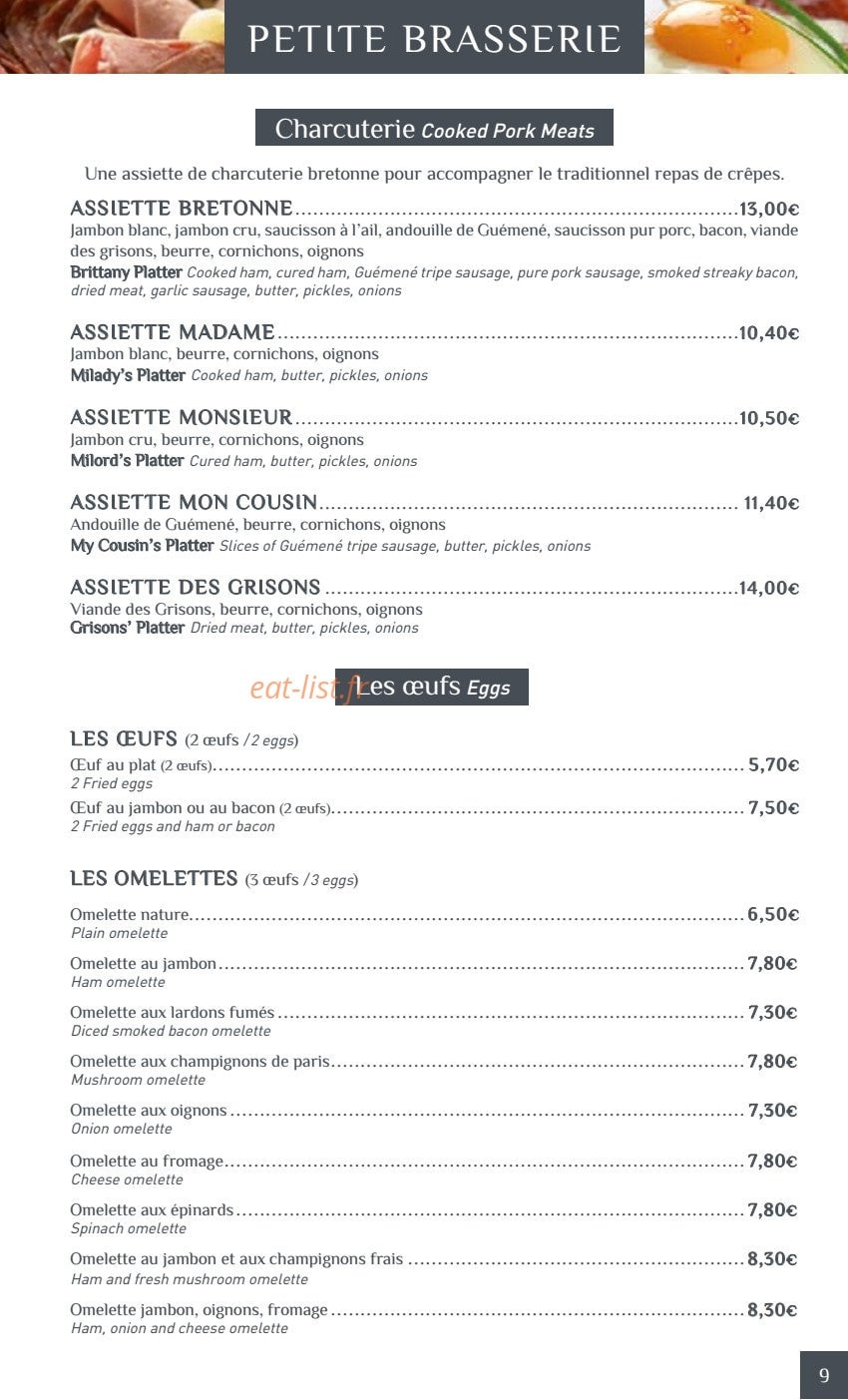 Crêperie Les Deux Frères — carte page 8