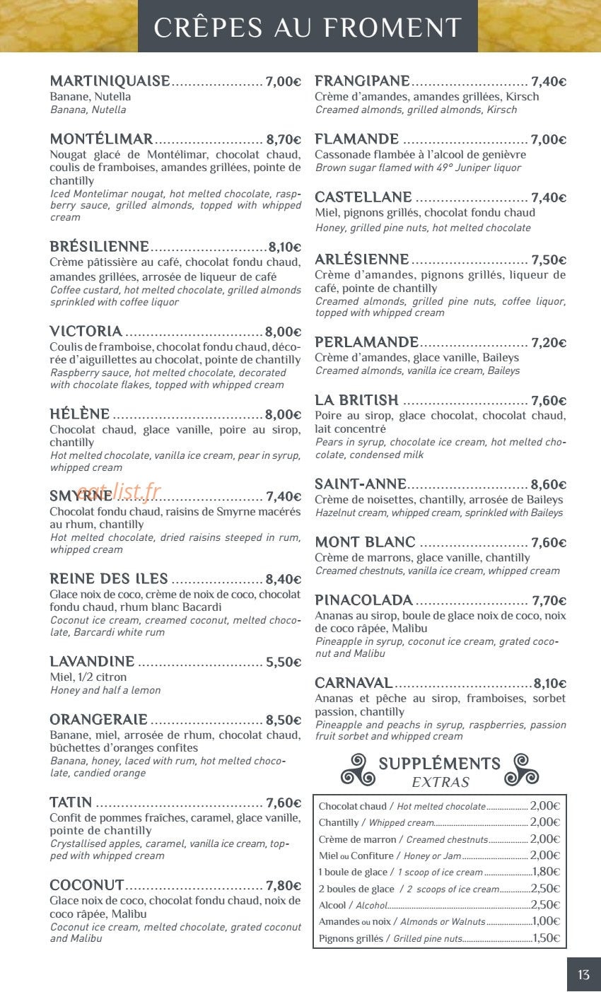 Crêperie Les Deux Frères — carte page 12
