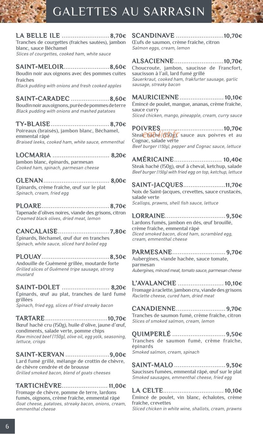 Crêperie Les Deux Frères — carte page 5