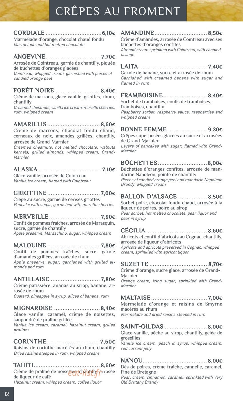 Crêperie Les Deux Frères — carte page 11