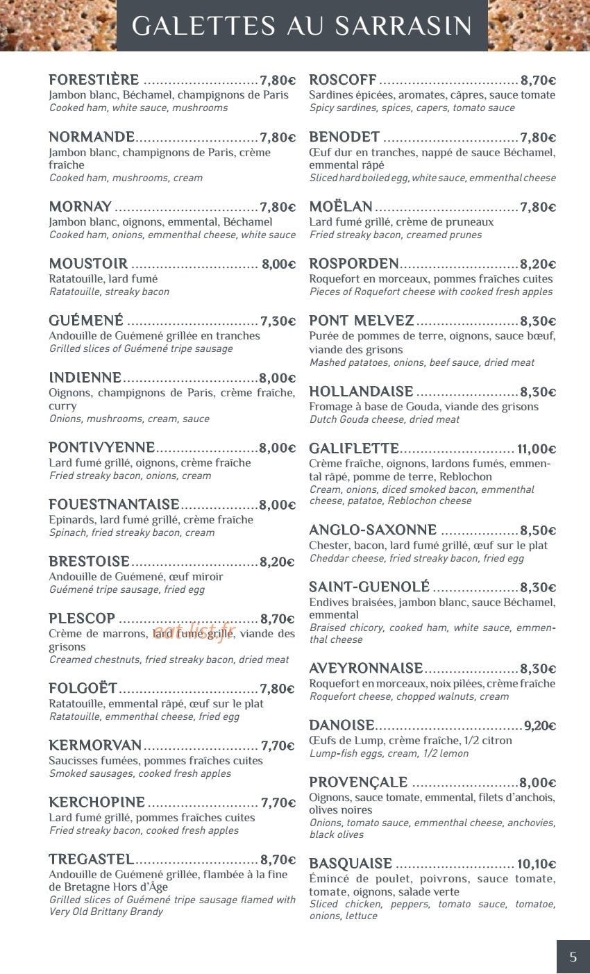 Crêperie Les Deux Frères — carte page 4