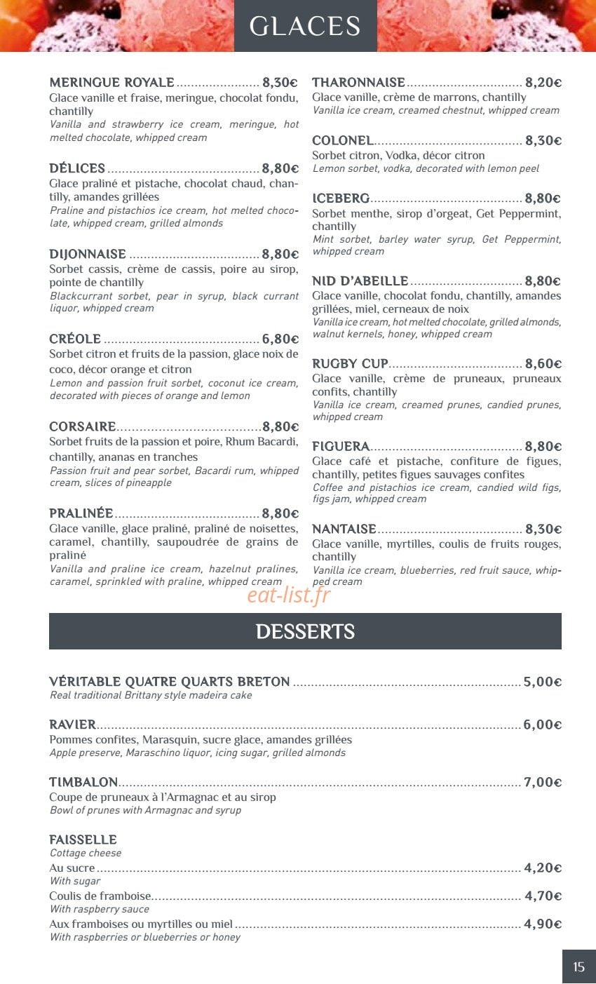 Crêperie Les Deux Frères — carte page 14