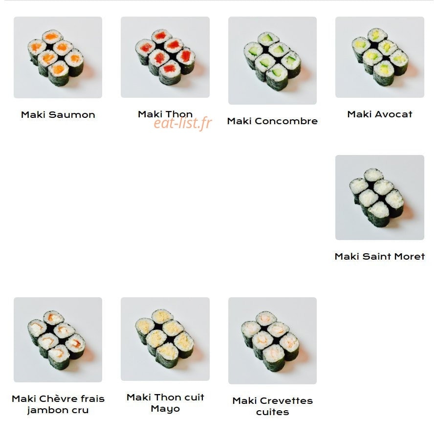 Carte et menu de Gaïjin Sushi à La Seyne sur Mer — Maki