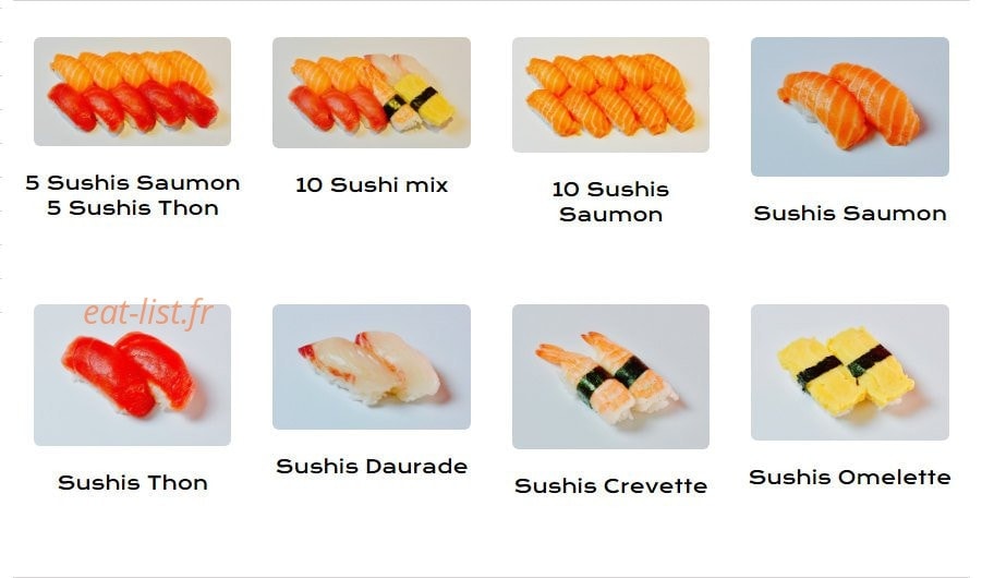 Carte et menu de Gaïjin Sushi à La Seyne sur Mer — Sushi