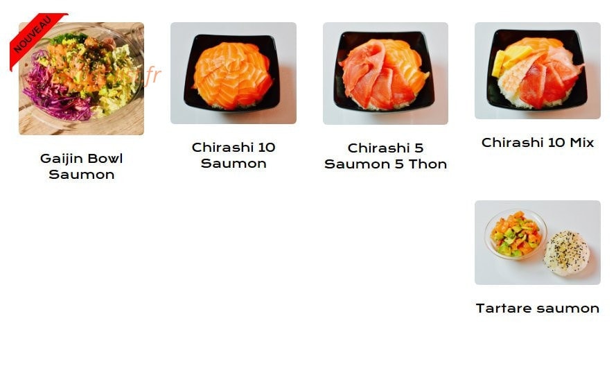 Carte et menu de Gaïjin Sushi à La Seyne sur Mer — chirashi tartare