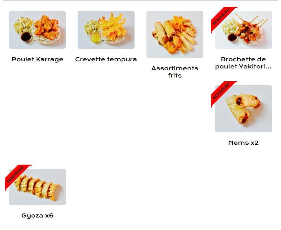 Carte et menu de Gaïjin Sushi à La Seyne sur Mer — plats chauds