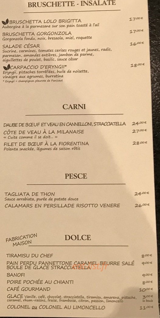 Il GustoTrattoria — carte page 3