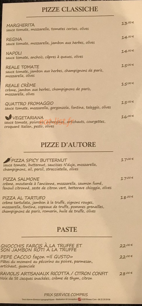 Il GustoTrattoria — carte page 1